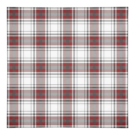 Red Gray Plaid 10x10 Cotton Twill Napkin